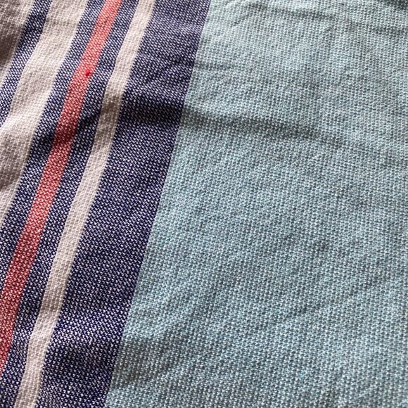 Preppy pastel striped white fringe 32x62" cotton blend beach towel - Picture 6 of 12